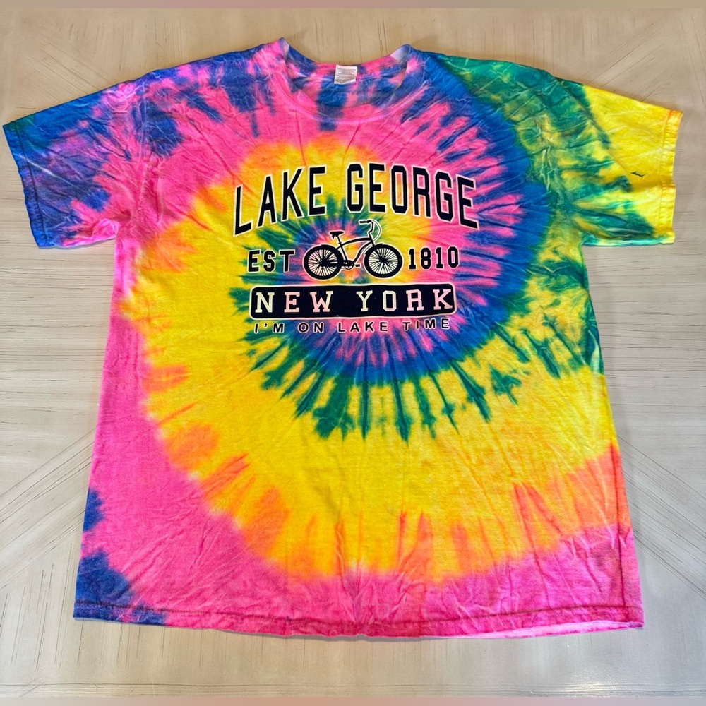 Lake George New York Classic Established Tie-Dyed Spiral T-Shirt - Unisex Size M - Picture 1 of 7
